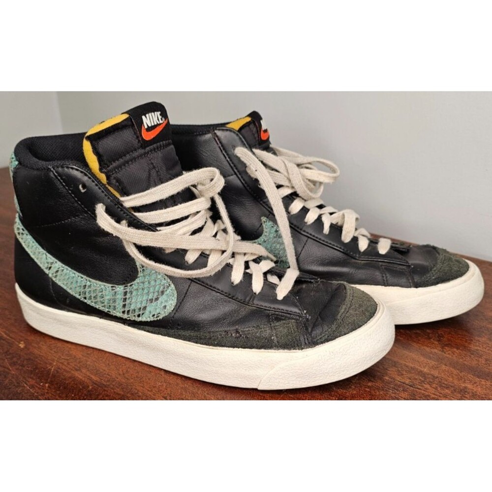 Nike Blazer Mid 77 Vintage Snakeskin Swoosh Black/Teal CI1176-001 Men's US 9